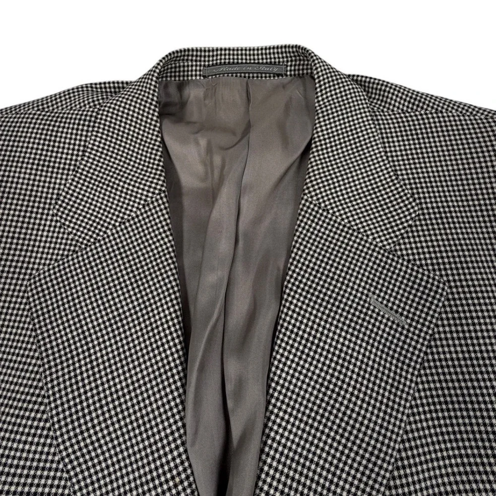 Ermenegildo Zegna Black White Check Blazer Sports Coat 46R IT 58